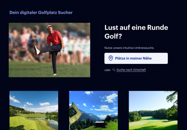 Der digitale Golfplatz Sucher der Webseite von Golf.ch