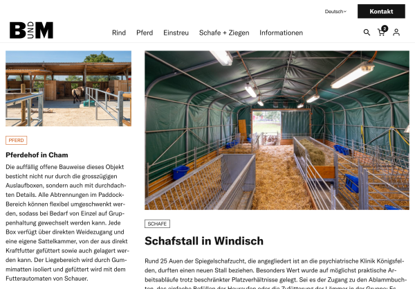 Blogübersicht der Website von B+M