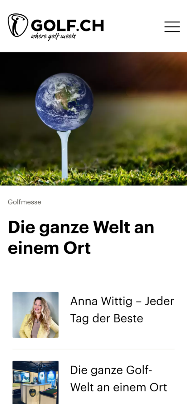 Inhaltsübersicht der Kategorie Golfmesser der Website Golf.ch auf Mobile