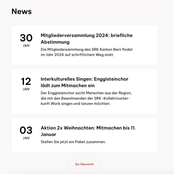 Pattern News Teaser der Website SRK Bern