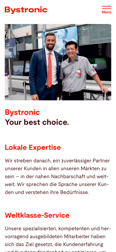 Bystronic Mobile Website